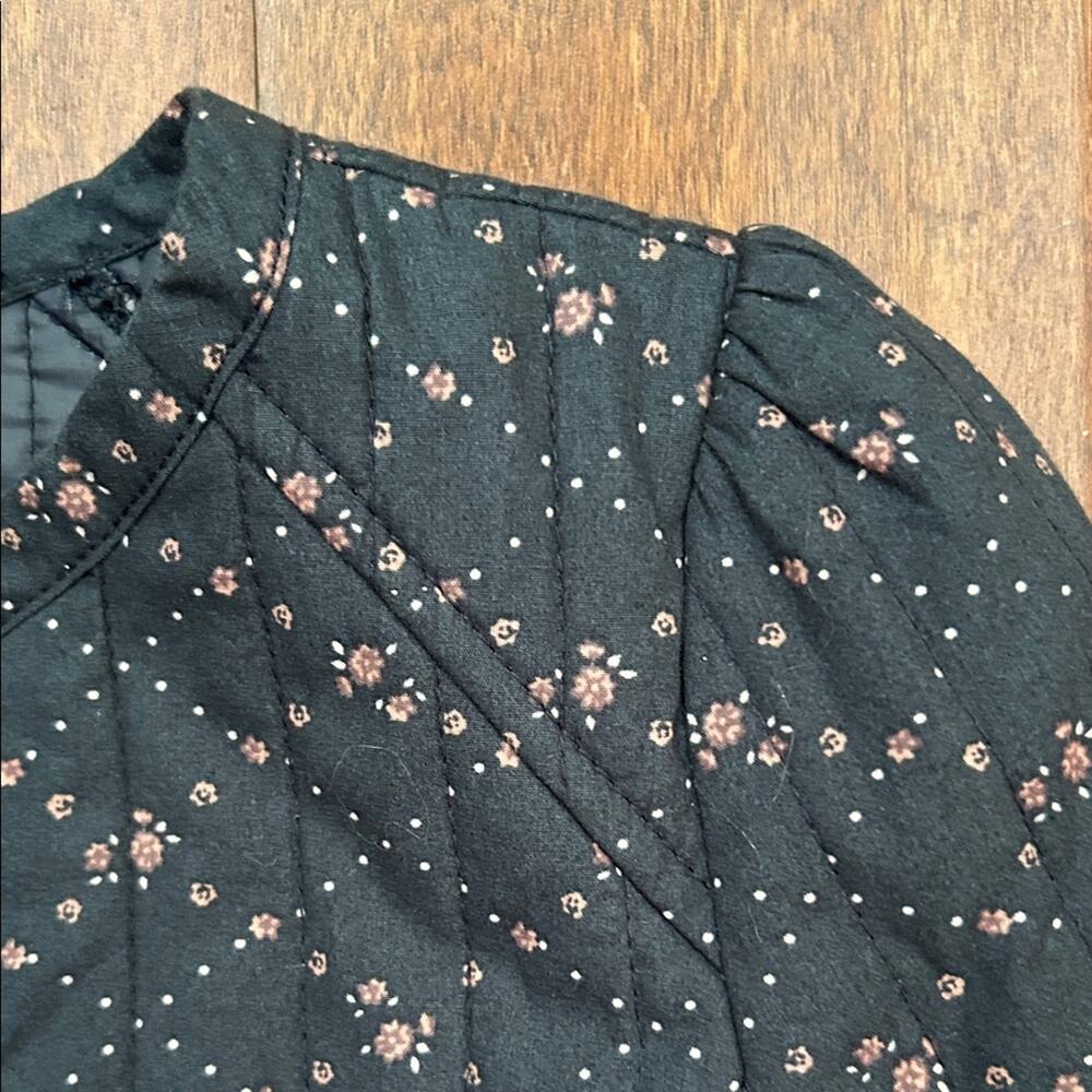 Rubbish Quilted Cottagecore Blue Ditsy Calico Floral Open Front Jacket, Size XXS - Picture 5 of 15